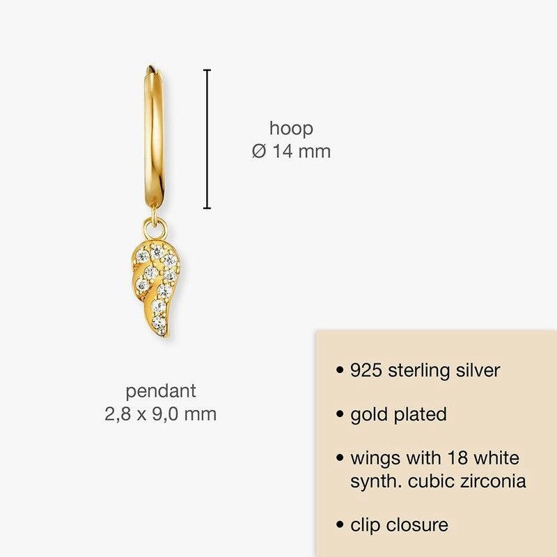 Engelsrufer Flying Wings Gold Hoop Earrings with Zirconia