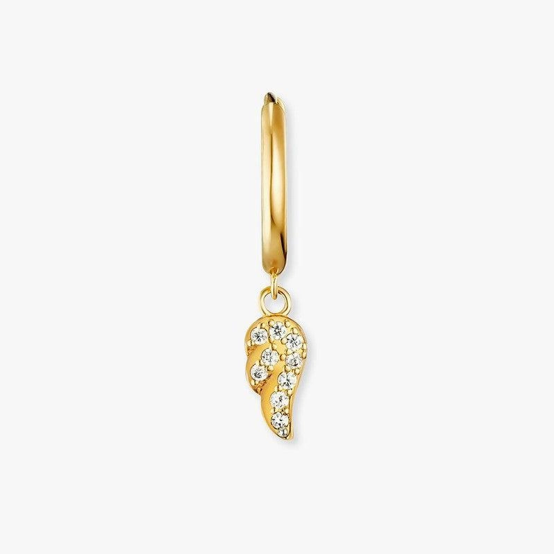Engelsrufer Flying Wings Gold Hoop Earrings with Zirconia