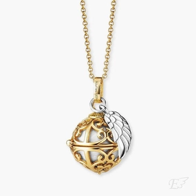 Engelsrufer Necklace Angel Whisperer with Gold Pedant and Chime MOP White