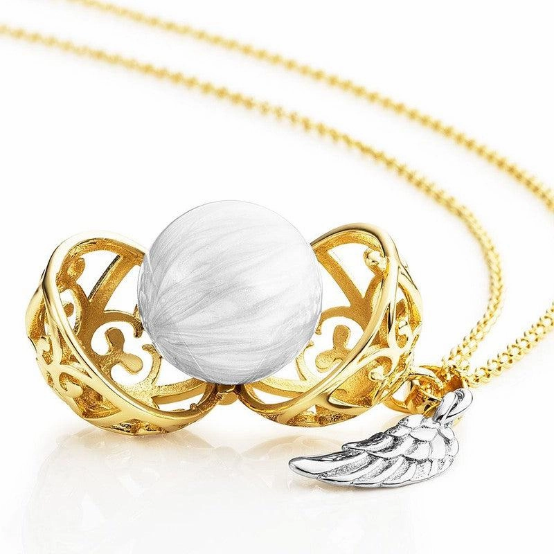 Engelsrufer Necklace Angel Whisperer with Gold Pedant and Chime MOP White