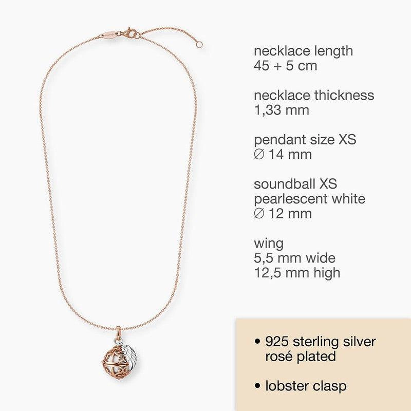 Engelsrufer Necklace Angel Whisperer with Rose Pedant and Chime MOP White