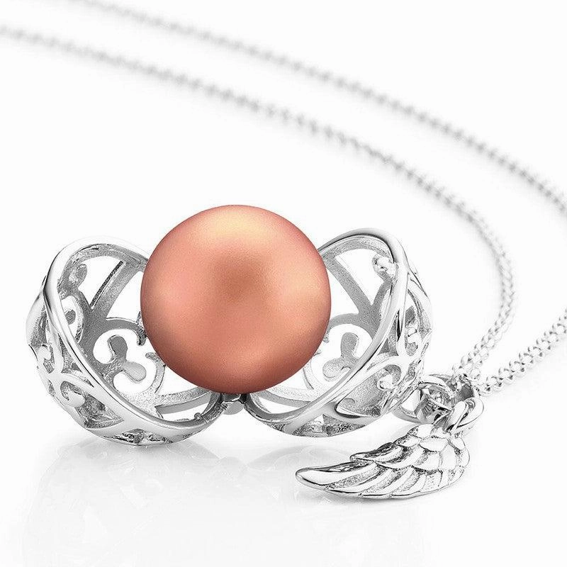 Engelsrufer Necklace Angel Whisperer with Wing Pedant Sound Ball Rose