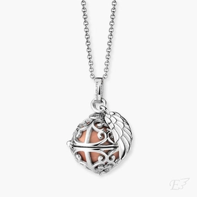 Engelsrufer Necklace Angel Whisperer with Wing Pedant Sound Ball Rose