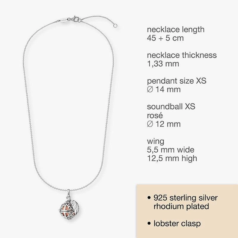 Engelsrufer Necklace Angel Whisperer with Wing Pedant Sound Ball Rose