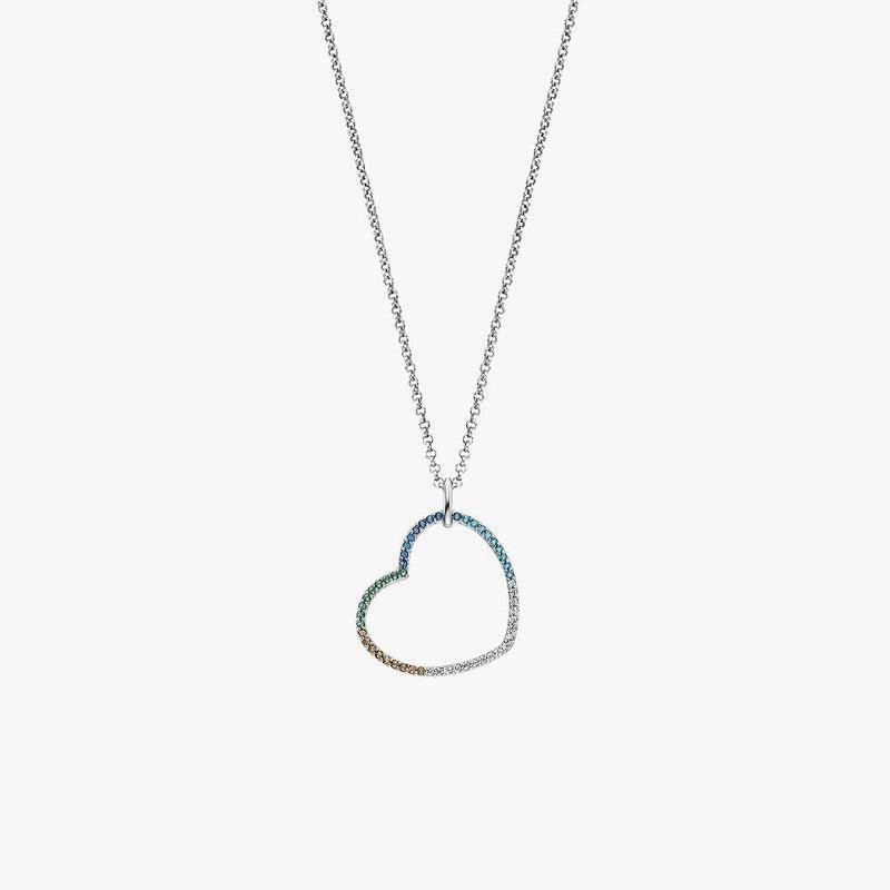 Engelsrufer Silver Rainbow Heart With multicoloured CZ Necklace
