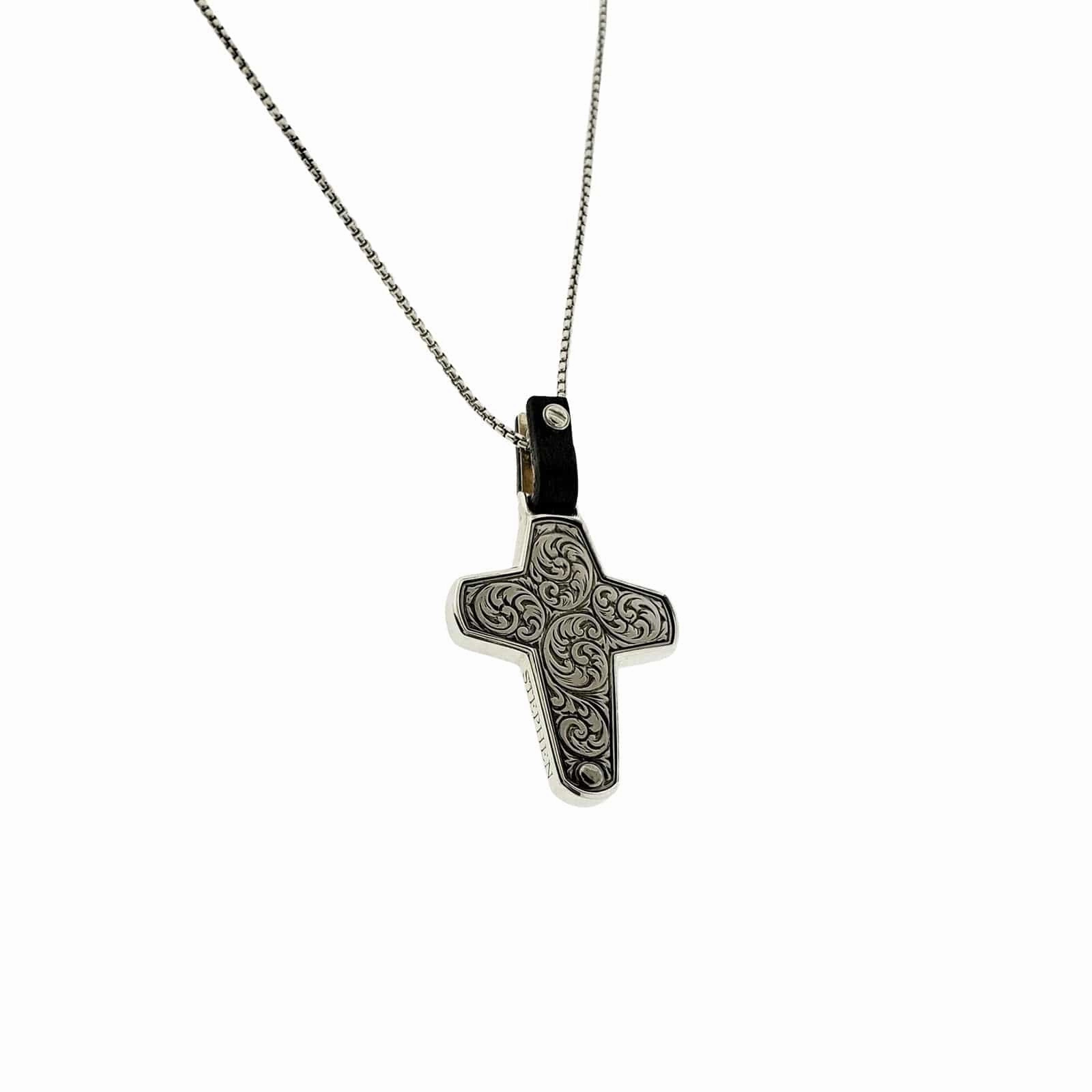 England Made Me Cross Pendant in Black Mother of Pearl