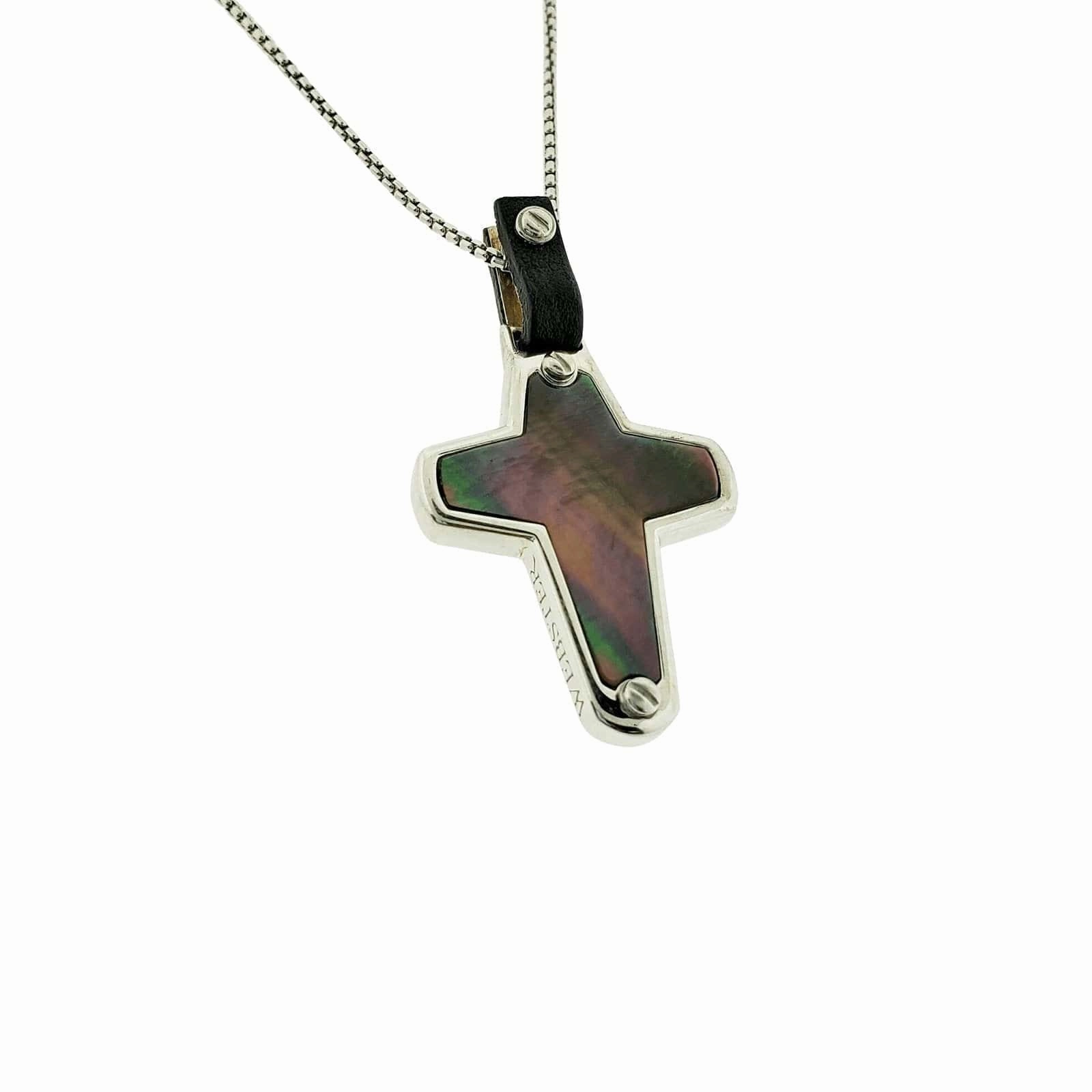 England Made Me Cross Pendant in Black Mother of Pearl