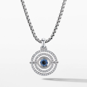 Evil Eye Mobile Amulet in 18K White Gold with Pave Blue Sapphires and Diamonds