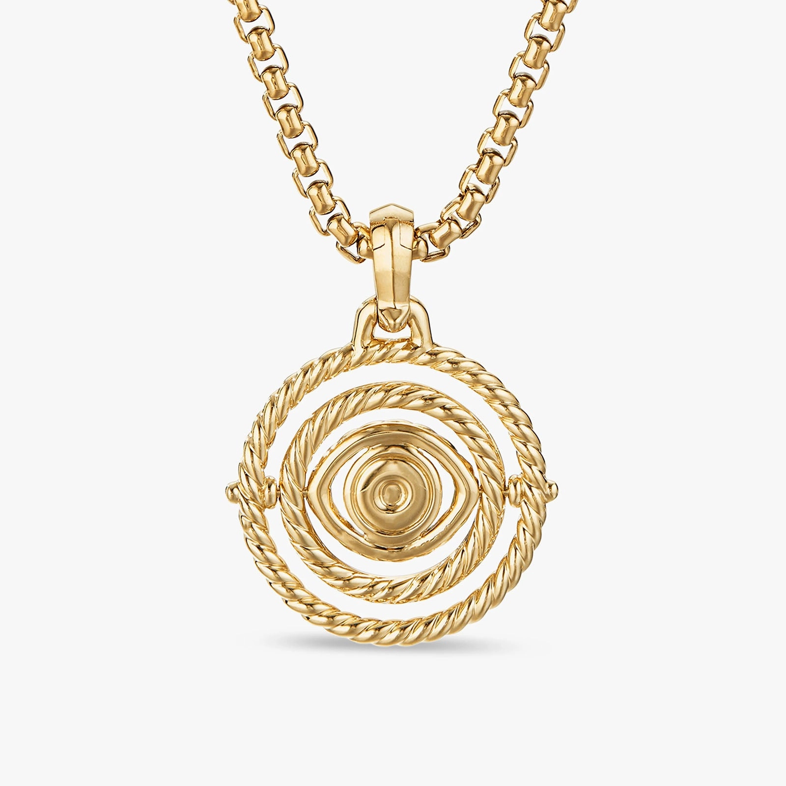 Evil Eye Mobile Amulet in 18K Yellow Gold with Pave Emeralds and Diamonds