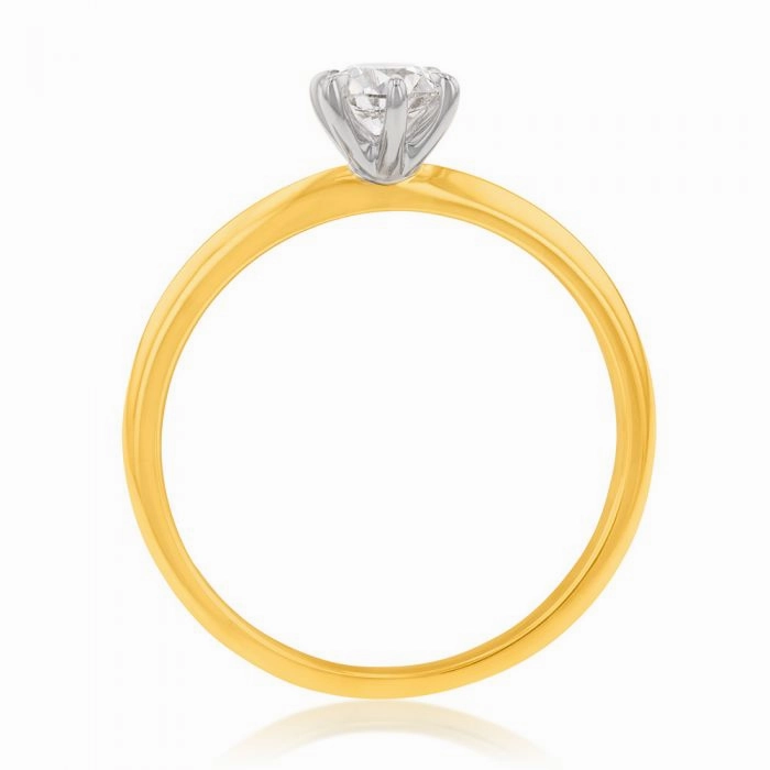 Flawless Cut 1/2 Carat Solitaire Hearts and Arrows 6 Claw in 18ct Yellow & White Gold