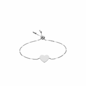 Fossil Silver Plated Stainless Steel Drew Heart Bracelet