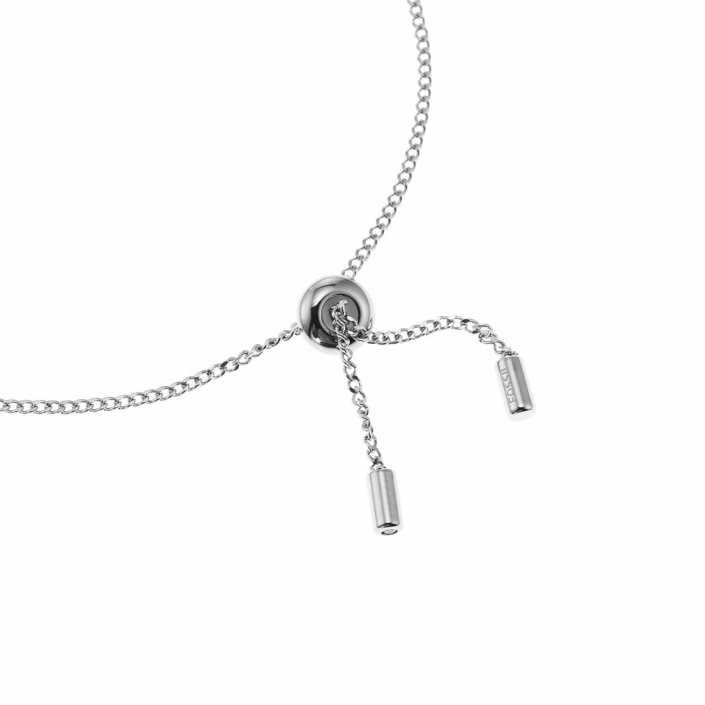 Fossil Silver Plated Stainless Steel Drew ID Bracelet