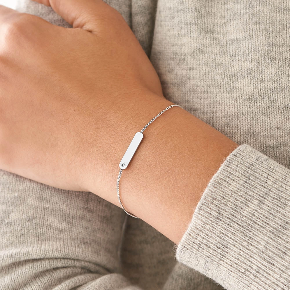 Fossil Silver Plated Stainless Steel Drew ID Bracelet