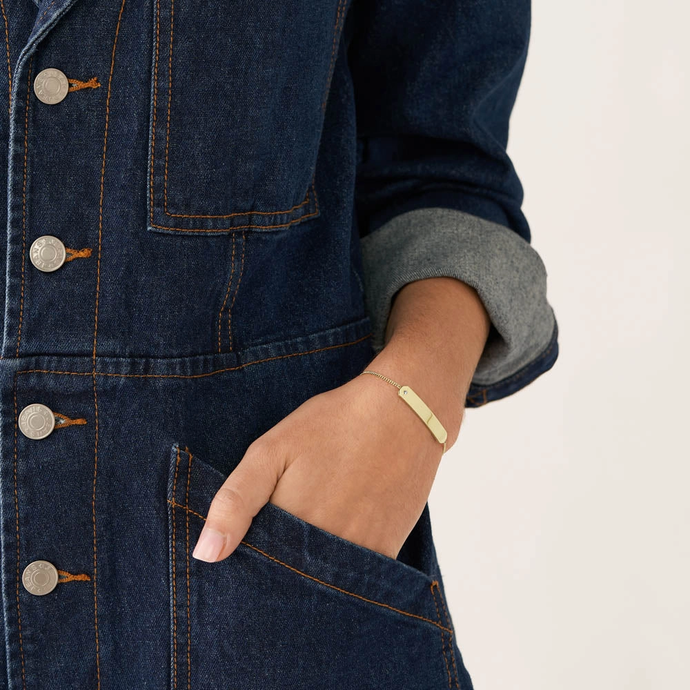 Fossil Yellow Gold Plated Stainless Steel Drew ID Bracelet