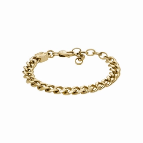 Fossil Yellow Gold Plated Stainless Steel Jewelry Bold 16.5 5cm Bracelet