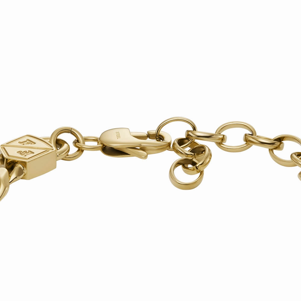 Fossil Yellow Gold Plated Stainless Steel Jewelry Bold 16.5 5cm Bracelet