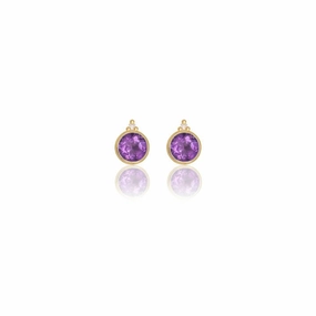 Georgini Natural Amethyst and Two Natural Diamond February Earrings - Gold