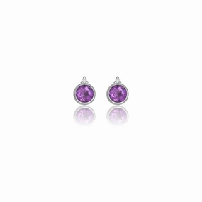 Georgini Natural Amethyst and Two Natural Diamond February Earrings - Silver