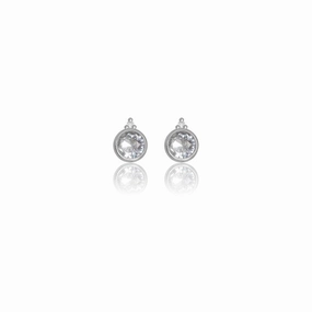 Georgini Natural Aquamarine and Two Natural Diamond March Earrings - Silver