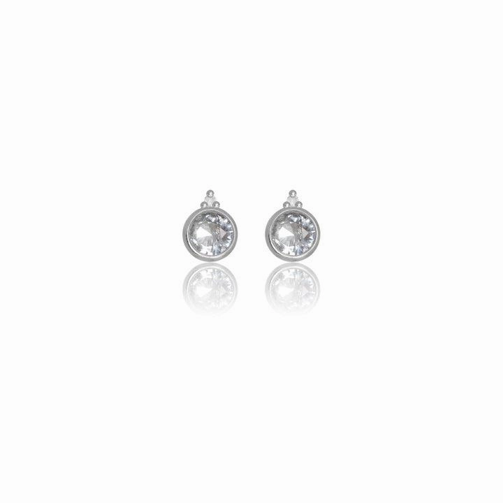 Georgini Natural Aquamarine and Two Natural Diamond March Earrings - Silver