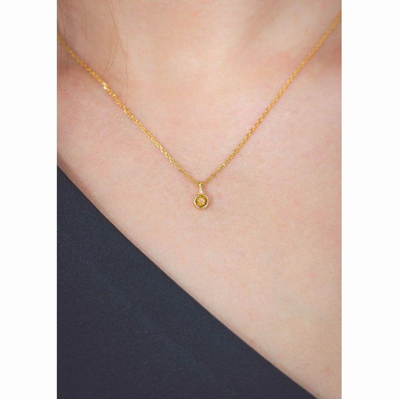 Georgini Natural Citrine and Diamond November Pendant - Gold