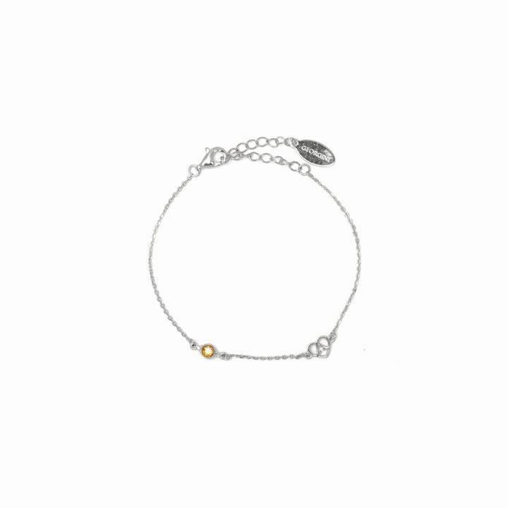 Georgini Natural Citrine and Two Natural Diamond November Bracelet - Silver