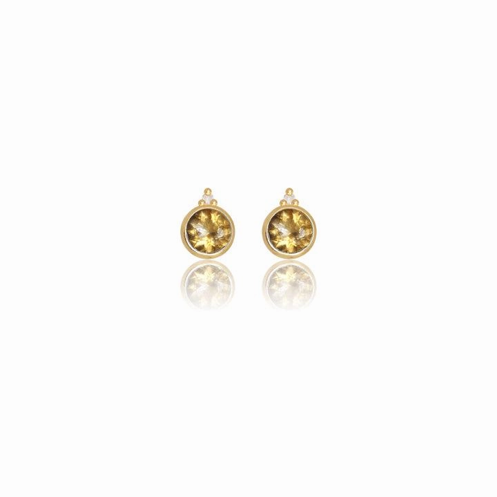 Georgini Natural Citrine and Two Natural Diamond November Earrings - Gold
