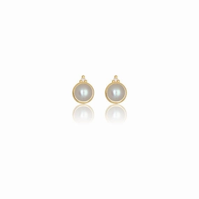 Georgini Natural Freshwater Pearl and Two Natural Diamond June Earrings - Gold