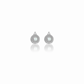 Georgini Natural Freshwater Pearl and Two Natural Diamond June Earrings - Silver
