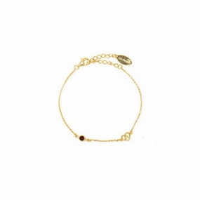Georgini Natural Garnet and Two Natural Diamond January Bracelet - Gold