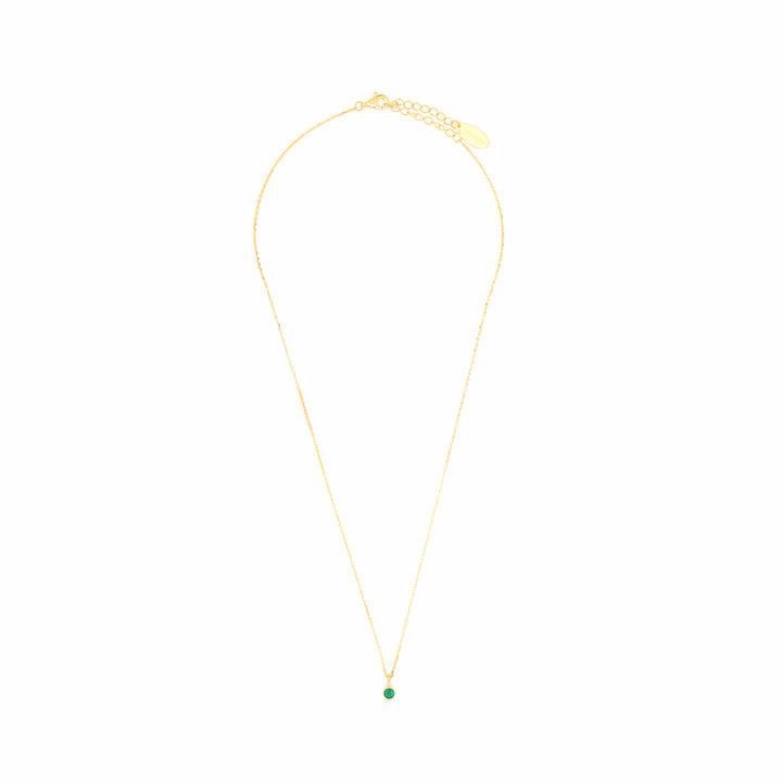 Georgini Natural Green Agate and Diamond May Pendant - Gold