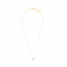 Georgini Natural Green Agate and Diamond May Pendant - Gold