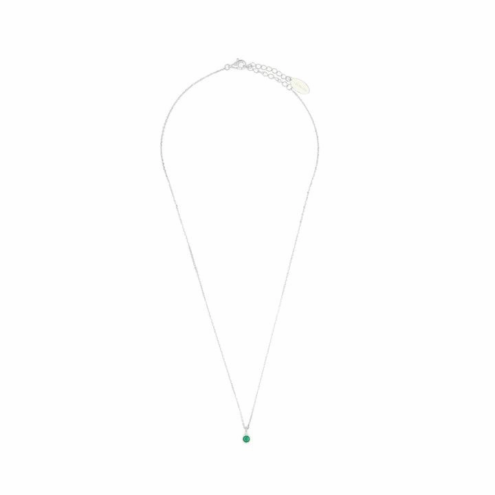 Georgini Natural Green Agate and Diamond May Pendant - Silver