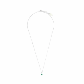 Georgini Natural Green Agate and Diamond May Pendant - Silver