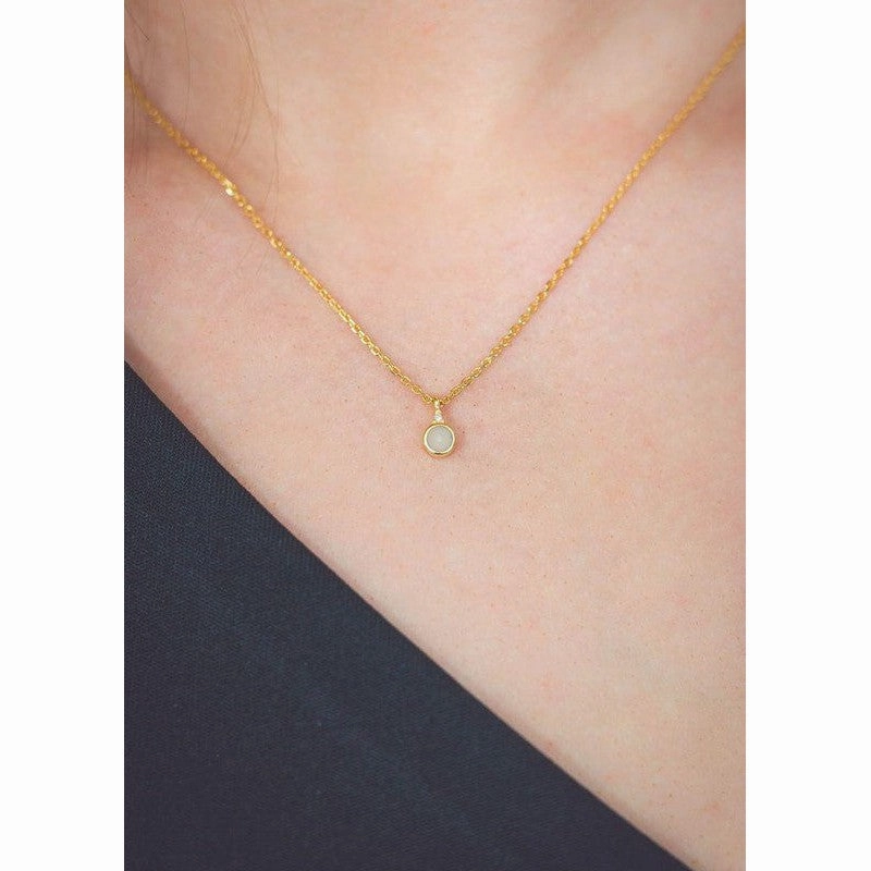 Georgini Natural Opal and Diamond October Pendant - Gold