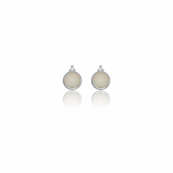 Georgini Natural Opal and Two Natural Diamond October Earrings - Silver