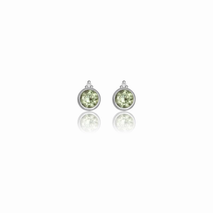 Georgini Natural Peridot and Two Natural Diamond August Earrings - Silver