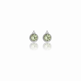 Georgini Natural Peridot and Two Natural Diamond August Earrings - Silver