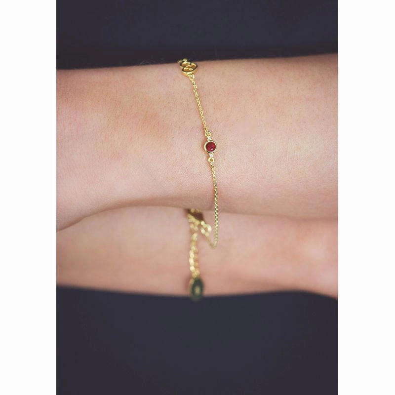 Georgini Natural Ruby and Two Natural Diamond July Bracelet - Gold