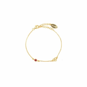 Georgini Natural Ruby and Two Natural Diamond July Bracelet - Gold