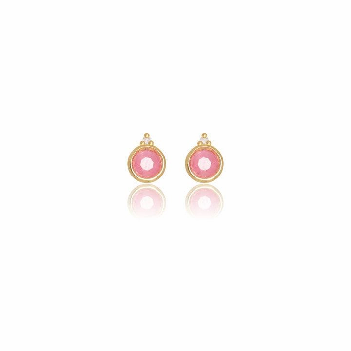 Georgini Natural Ruby and Two Natural Diamond July Earrings - Gold