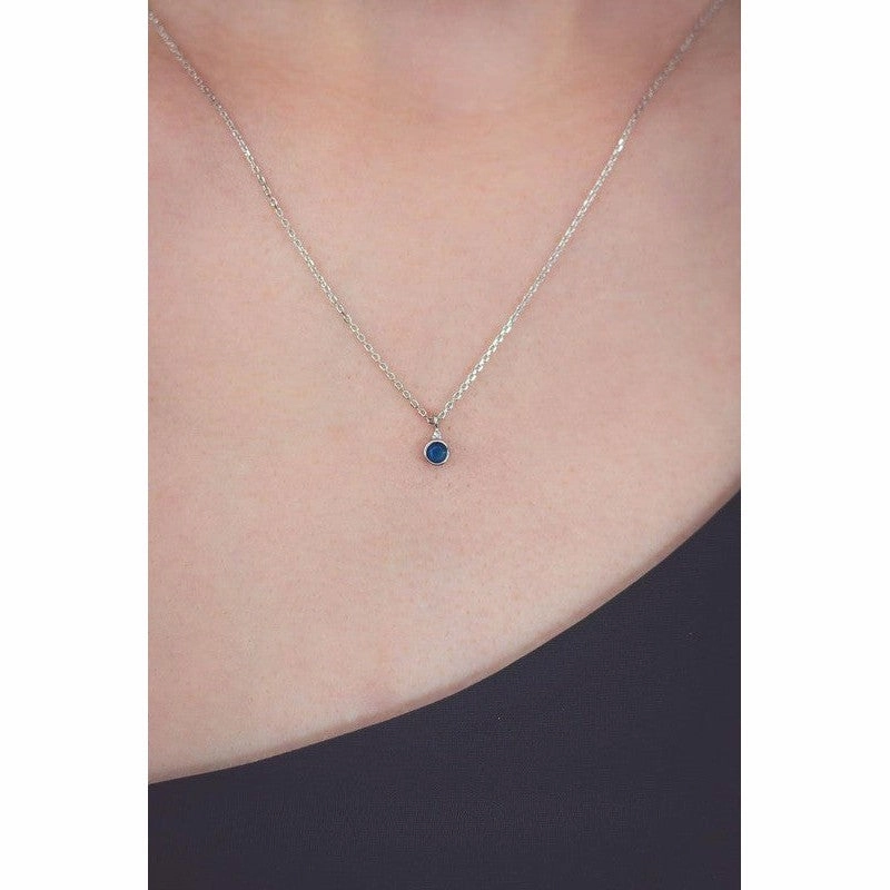 Georgini Natural Sapphire and Diamond September Pendant - Silver