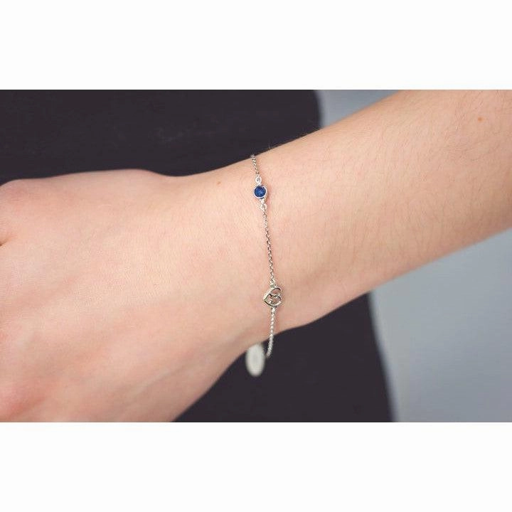 Georgini Natural Sapphire and Two Natural Diamond September Bracelet - Silver