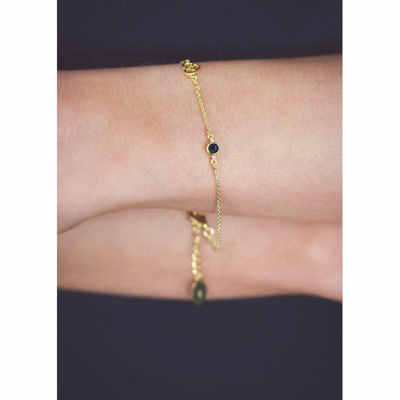 Georgini Natural Sappire and Two Natural Diamond September Bracelet - Gold