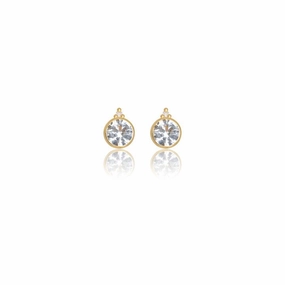 Georgini Natural Topaz and Two Natural Diamond April Earrings - Gold