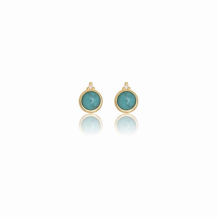 Georgini Natural Turquoise and Two Natural Diamond December Earrings - Gold