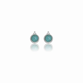 Georgini Natural Turquoise and Two Natural Diamond December Earrings - Silver