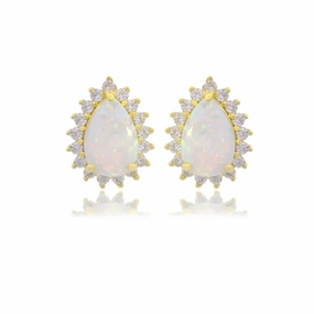 Georgini Opal Glow Rozelle White Opal Earrings - Gold
