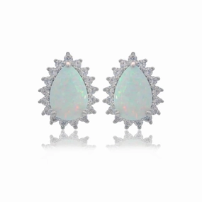 Georgini Opal Glow Rozelle White Opal Earrings - Silver