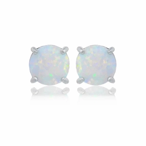 Georgini Opal Glow Stud Earrings - Silver